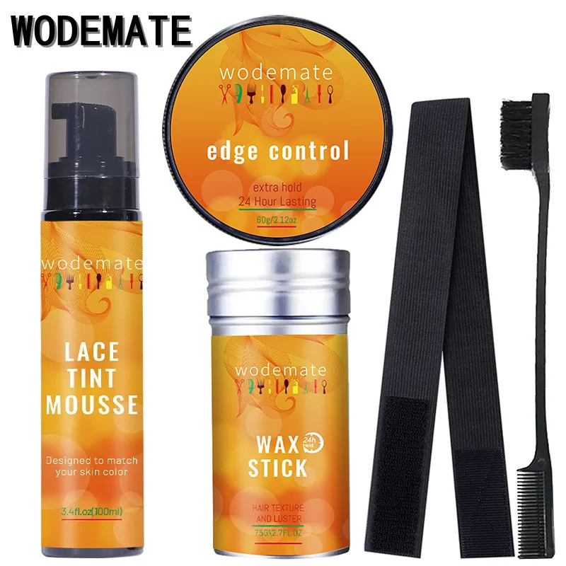 Lace Tint Spray Per Parrucche Parrucca Frontale Tint Mousse Marrone Scuro + Stick Di Cera Per Parrucca Gel Per Il Controllo Dei Bordi Crema Per Lo Sty