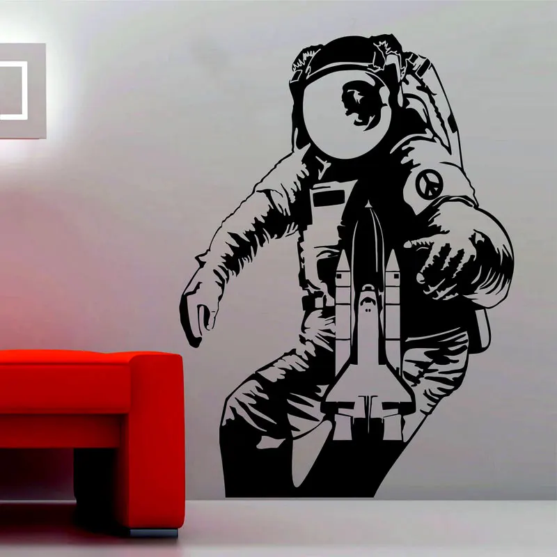 The Marzian Astronaut Rocket Space Moon Wall Sticker Vinile Art Interior Home Decor Per Bambini Ragazzi Adolescenti Room Nursery Decals S291