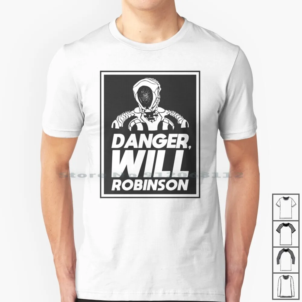 Pericolo, Will Robinson-T Shirt 100% Cotone Robot Pericolo Will Robinson Space Lost Tv Show Tv Netflix Machine Martian Robinson