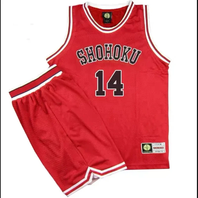Mitsui Anime Shohoku School Basketball Team Jersey Set Slam Dunk Hanamichi Sakuragi Red Jersey Set Cosplay Costume Wear Uniforme