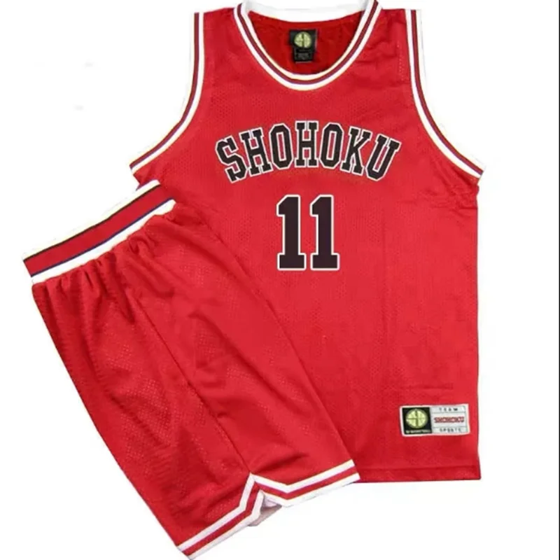 Rukawa Anime Shohoku School Basketball Team Jersey Set Slam Dunk Hanamichi Sakuragi Red Jersey Set Cosplay Costume Wear Uniforme