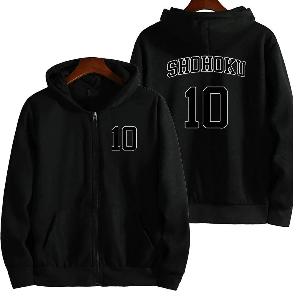 New Anime Slam Dunk Sakuragi Hanamichi Felpa Con Cappuccio Con Cerniera Numero 10 Felpa Bluing Master Fleece