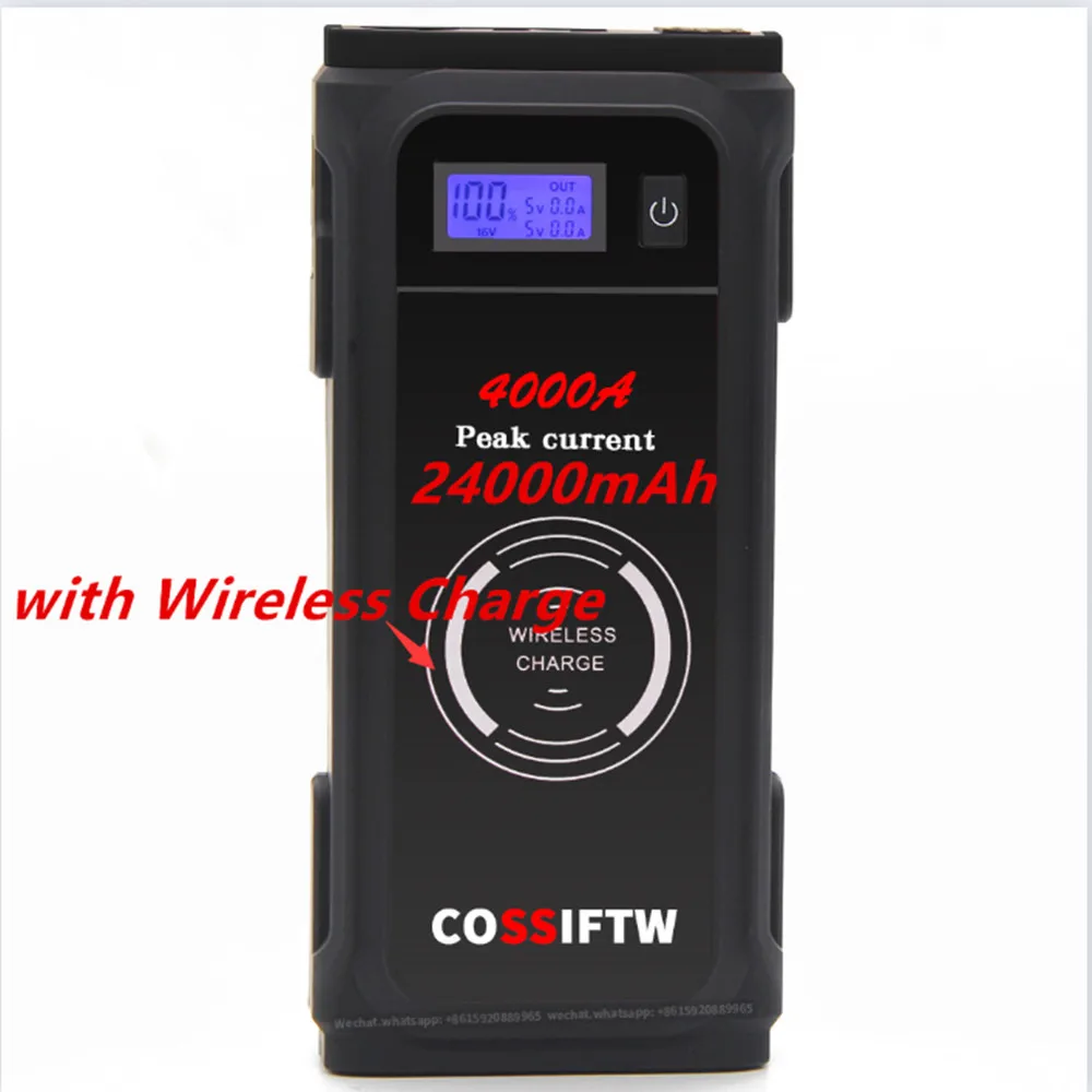 Cossiftw 24000 Mah 4000A Jump-Starter E Power Pack Con Ricarica Wireless