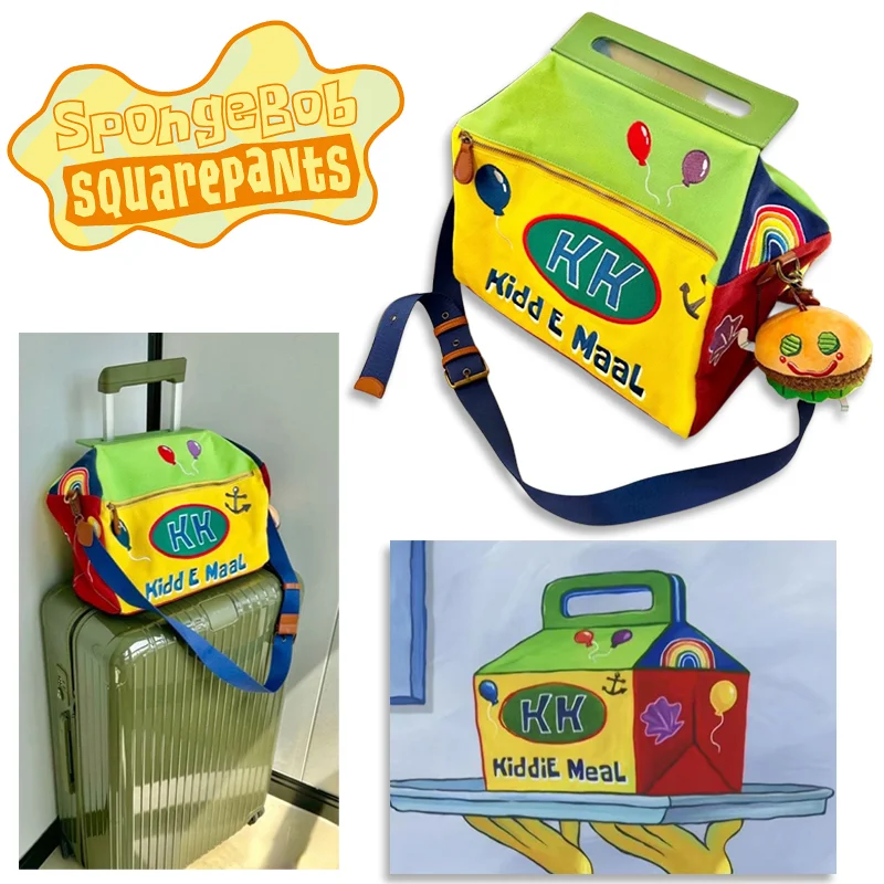 Spongebob Messenger Lunch Bag Cartoon Anime Funny Kids Travel Krusty Krab Zipper School Bagagli Borse Cute Crossbody Bag