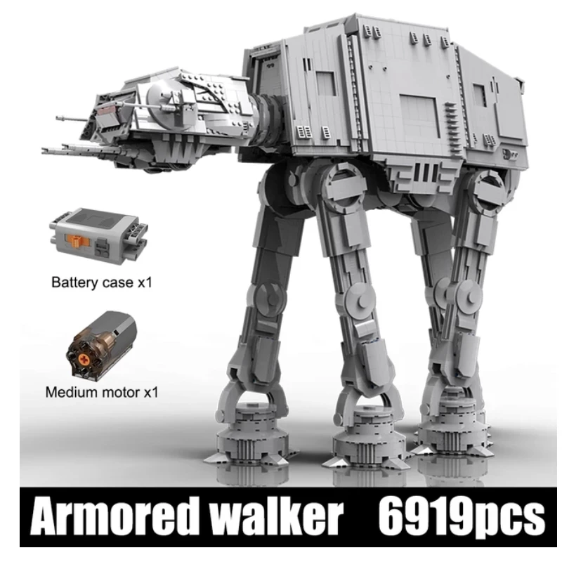 Mold King 21015 The Motorizzato At-At Walker Modello Compatibile 75313 Star Toy Building Blocks Mattoni Regali Di Natale Per Bambini