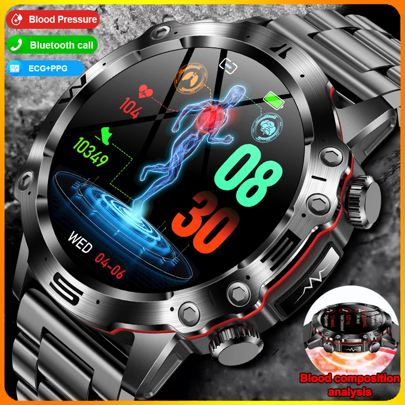 2024New Ecg + Ppg Bluetooth Call Therapy Smartwatch Uomo Blood Sugar Men Blood Lipids Uric Acid Tracker Sport Fitness Smart Watch