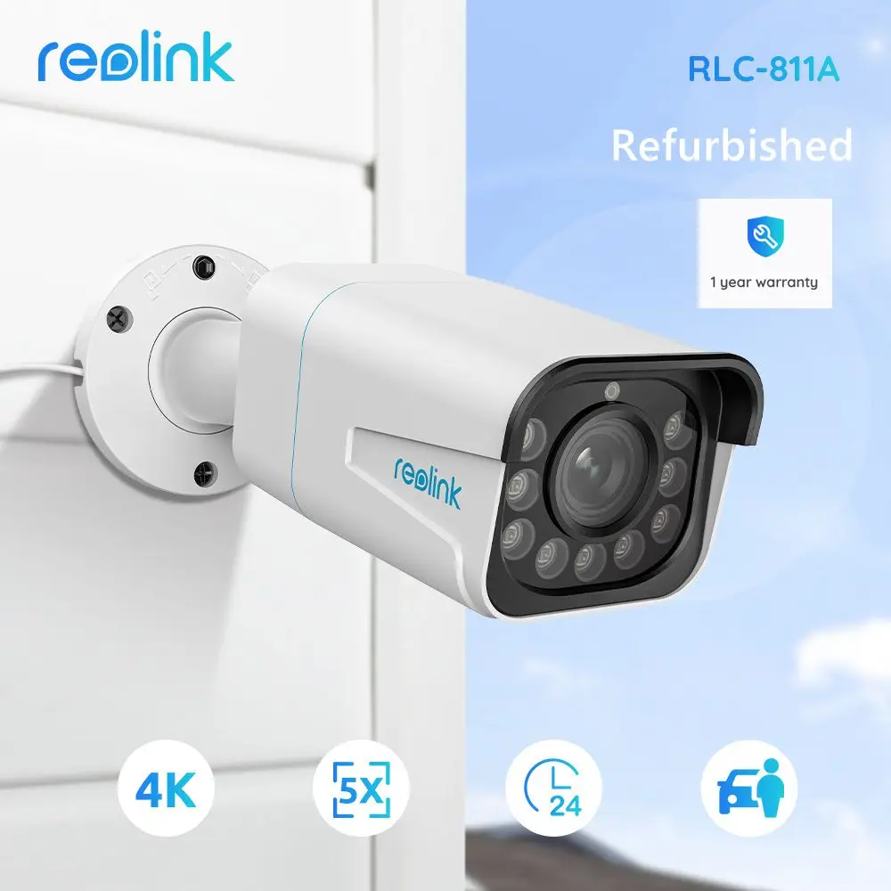 [Telecamera Ip Ricondizionata] Reolink 4Mp/8Mp Smart Poe Telecamera Cctv Protezione Di Sicurezza Visione Notturna Rlc-810A/811A/820A/822A/520/B400