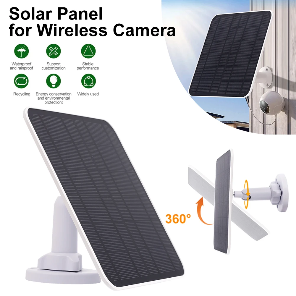 Pannello Solare 5W Per Telecamera Di Sicurezza Wireless Da Esterno Con Porte Micro-Usb/Type-C Dc5V Impermeabile Per Eufy E220 Reolink Eco 2E Pt