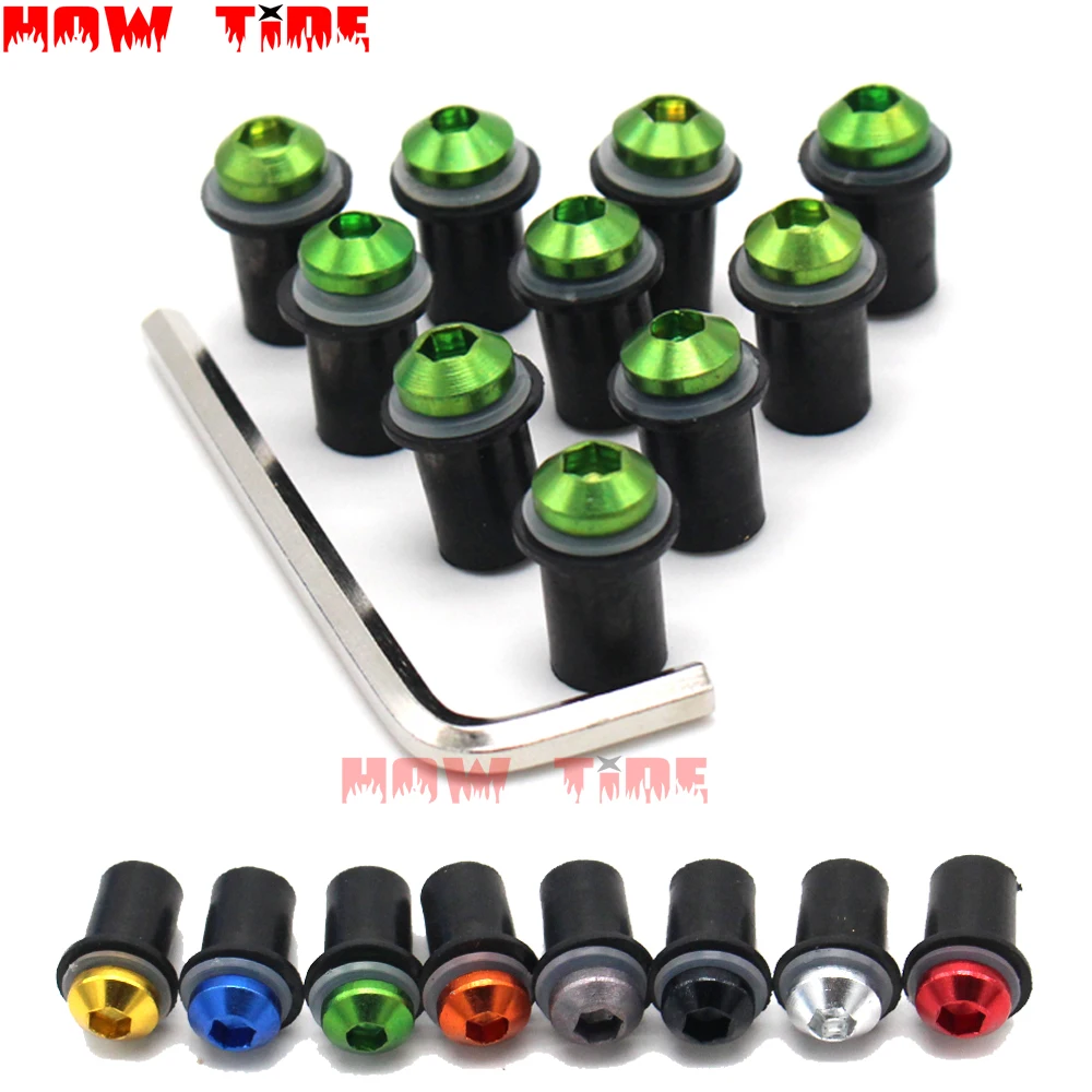 10Ps Moto 5Mm Parabrezza Bulloni Parabrezza Vite Dado Di Fissaggio Kit Per Suzuki Hayabusa Gsr 600/750 Gsxr 600/750 Sv 650