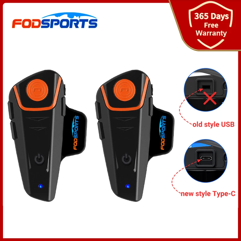 Fodsports Bt-S2 Intercom Moto Casco Bluetooth Auricolare Bt Interphone Handsfree Impermeabile Intercomunicador Con Radio Fm