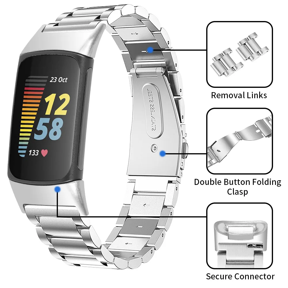 Cinturino Per Fitbit Charge 6 Smartwatch, Cinturino Di Ricambio In Metallo Per Fitbit Charge 5 / 6