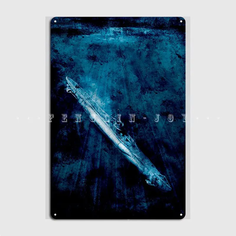 Un Sottomarino Tedesco O Uboat Of Ww2 Diving Metal Sign Cinema Kitchen Wall Decor Home Funny Tin Sign Poster