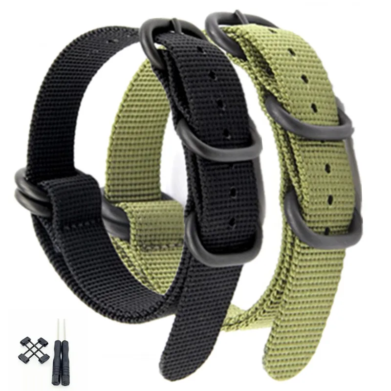 Nuovo Per Nucleo Suunto Nylon Diver Watch Strap Fascia Kit Alette 5-Ring Pdv Catenaccio 24Mm Zulu Cinturini + Adattatore + Strumenti