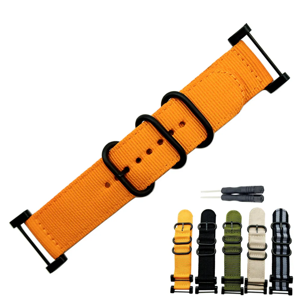Cinturino Dell'Orologio 24Mm Di Larghezza Colore Militare Cinturino Per Orologio All'Aperto Sostituito In Nylon Con Connettore Linker Per Serie Sunnto