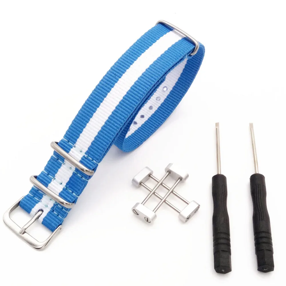 Bianco E Blu Per Suunto Core Military Zulu Nylon Diver Watch Strap Kit Adattatori Per Cinturino E Strumento