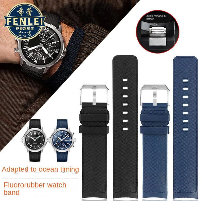 Cinturino In Fluorurubber Fkm Da 22Mm Per Iwc Aquatimer Family Adventure Di Darwin Iw376803 Iw379503 Cinturino Da Uomo Viton A Sgancio Rapido