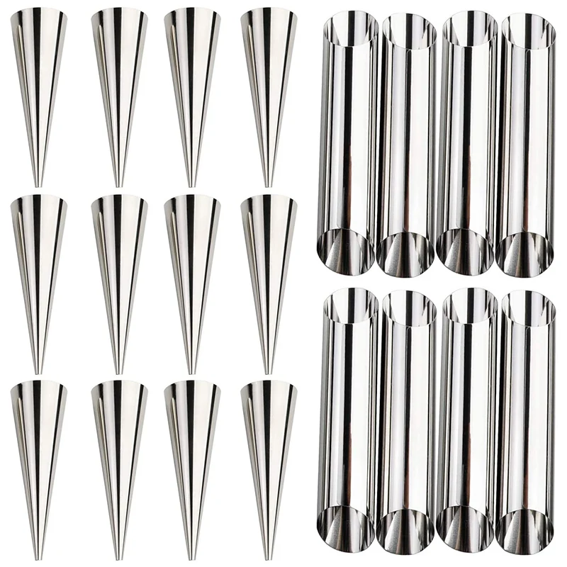 20 Pcs Cream Horn Molds Stainless Steel Cone Tubular Shaped Mold For Cannoli Tubes Croissant (Cream Cone)