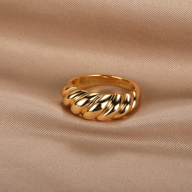 Anelli Per Croissant Francesi Per Le Donne Anello Intrecciato Con Treccia Punk Anello Impilabile A Cupola Grossa Accessori Per Le Dita Dei Gioielli Di