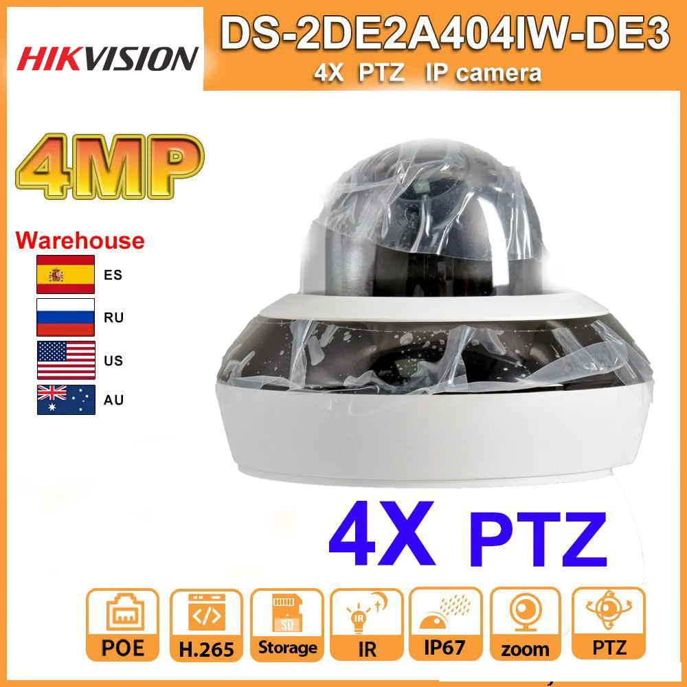 Telecamera Ip Hikvision Ptz 4Mp Telecamera Di Sicurezza Ir Poe Ds-2De2A404Iw-De3 Microfono Integrato Zoom Ottico 4X Videosorveglianza Da 2.8-12Mm