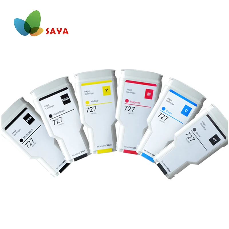 Saya Compatibile Con Cartuccia D'Inchiostro Hp 727 300Ml Per Stampante Hp Designjet T920 T2500 T930 T1530 T2530 T1500 (Pbk C M Y Gy Mbk)