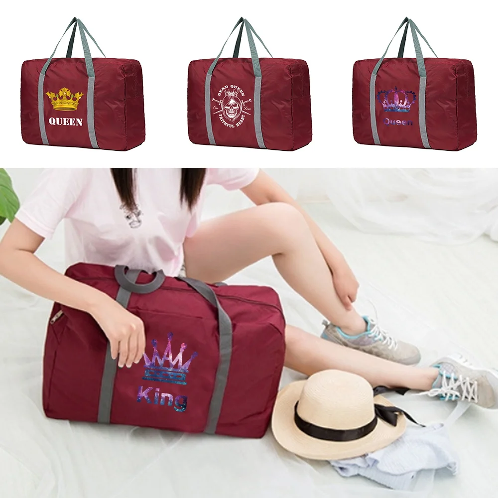 Large Capacity Foldable Travel Bag Clothes Organizers Bag Convenient Handbags Unisex King Pattern Luggage Men Duffle Bag