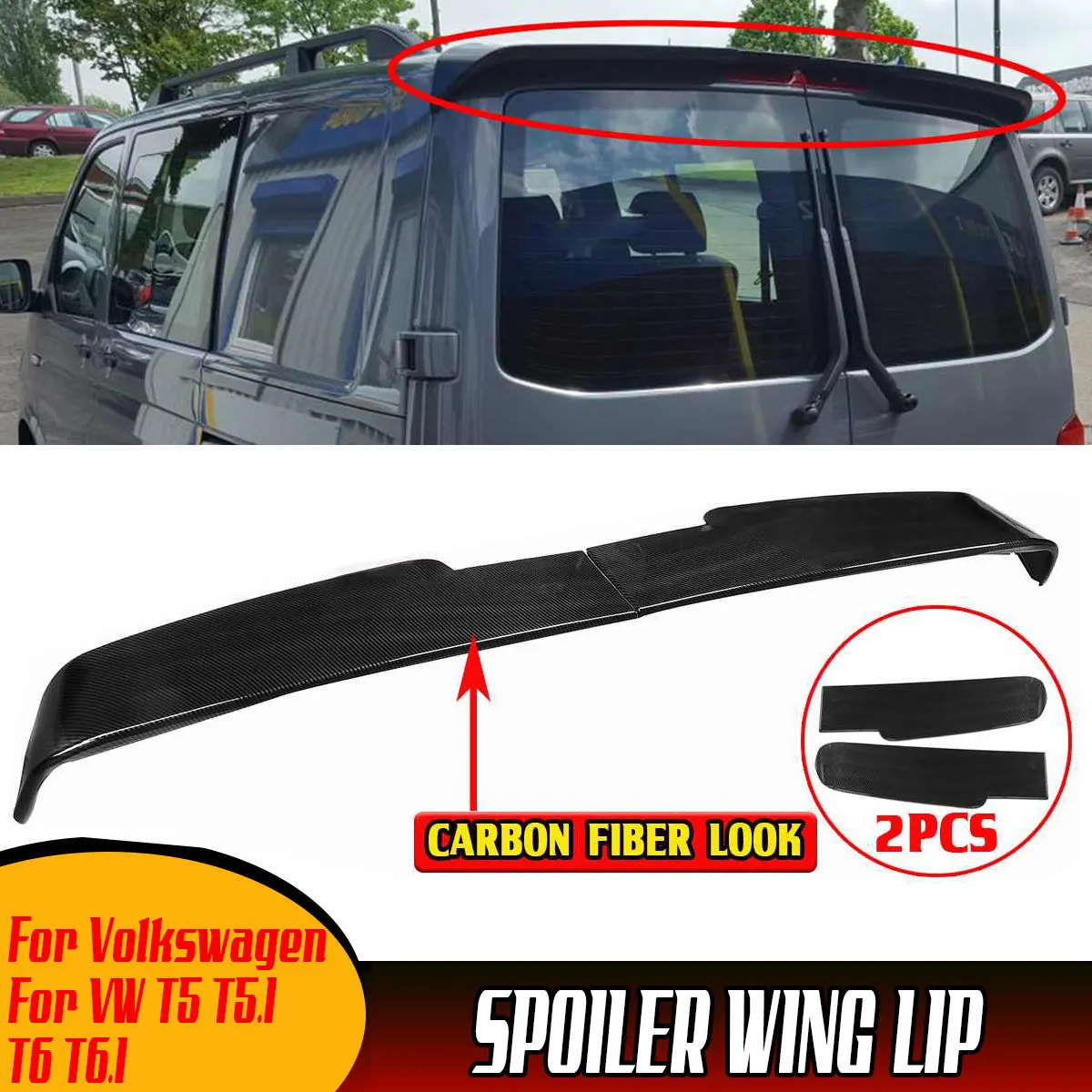 T5 T5.1 T6 Spoiler Posteriore Lip Wing Extension Per Volkswagen Per Vw T5 T5.1 T6 T6.1 Double Door Barn Twin Rear Trunk Spoiler Lip