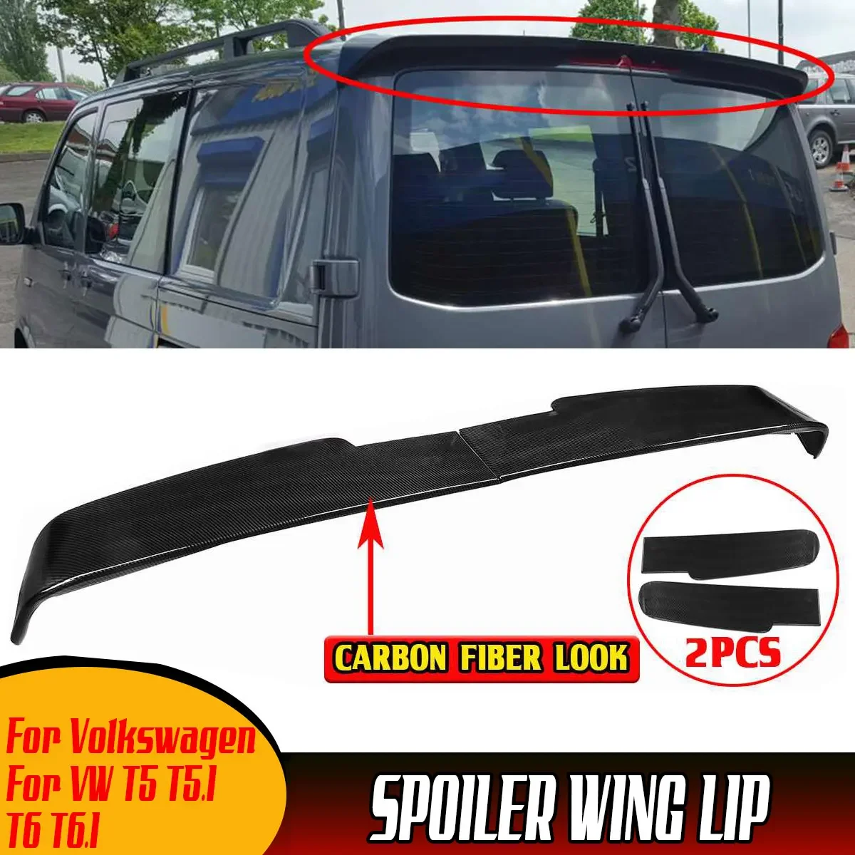 T5 T5.1 T6 Spoiler Posteriore Lip Wing Extension Per Volkswagen Per Vw T5 T5.1 T6 T6.1 Double Door Barn Twin Rear Trunk Spoiler Lip