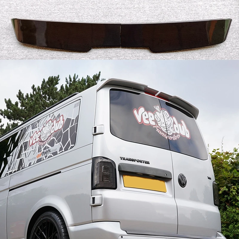 For Volkswagen For Vw T5 T5.1 T6 T6.1 Spoiler Double Door Barn Twin By Carbon Fiber Look Glossy Black Diy Color Rear Spoiler