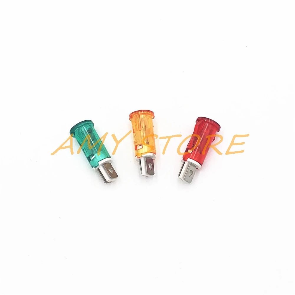 3 Pz 10Mm Rosso Verde Giallo Interruttore Led O Lampada Al Neon Segnale Guida Spia Spia Spia Mdx-11A Dc12V Dc24V Ac220V Ac380V