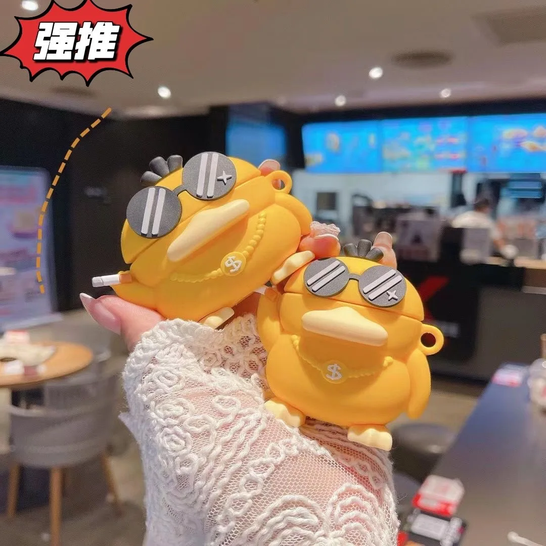Custodia 3D Stereo Pokemon Psyduck Per Apple Airpods 1 2 3 Pro Custodie Cover Per Iphone Bluetooth Earbuds Custodia Per Auricolari