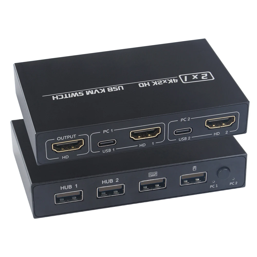 Splitter Switch Kvm201Cl Compatibile Con Hdmi 2-In 1-Out 2-Port Usb Keyboard Mouse Printer 4K In Totale Usb Hdmi-Compatibile Switch Box