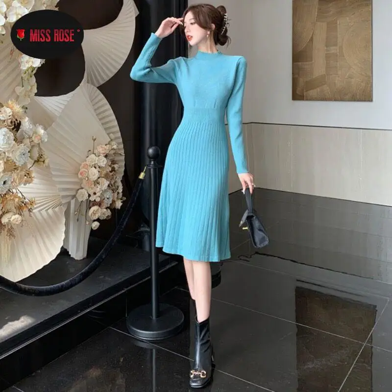 Slim Fit Mezzo Dolcevita Abiti Invernali Lady Elegant Office Work Business High Street Shopping Abiti Di Lusso Party Date Vestido