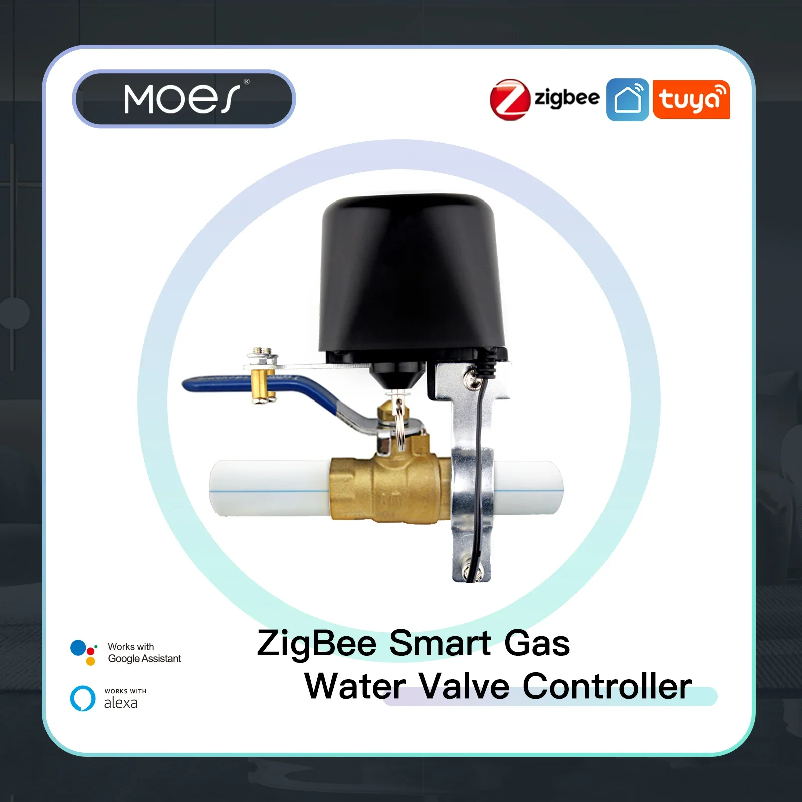 Moes Zigbee 3.0 Smart Gas Water Valve Controller Telecomando Echo Plus Controllo Vocale, Funziona Con Alexa Google Home