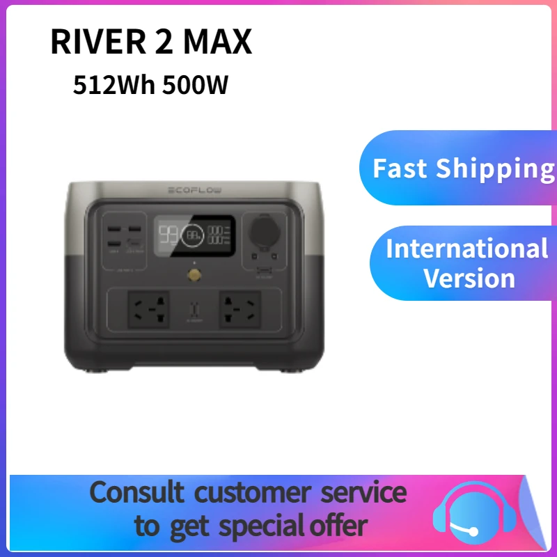 Ecoflow River 2 Max 512Wh Centrale Elettrica Portatile Con Pannello Solare Da 110W