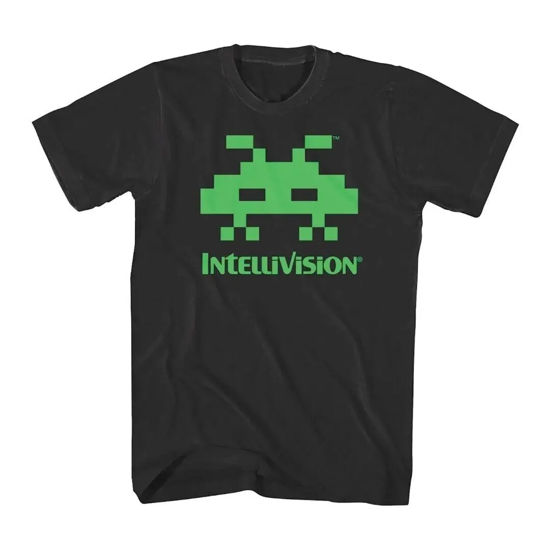 New Intelligision Space Armada Green Alien Mens Medium 80S Arcade Tee Maniche Lunghe