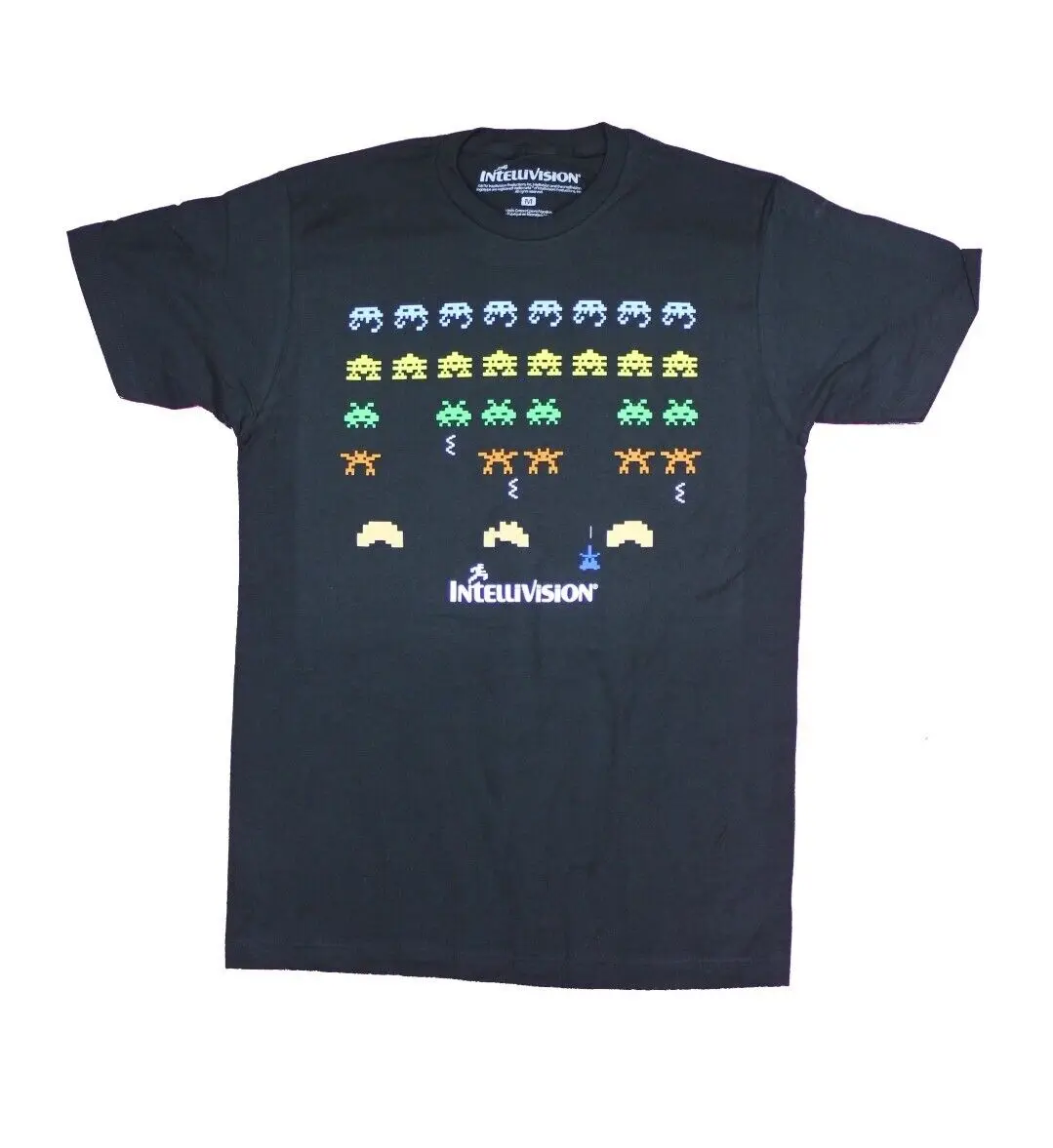 New Intelligision Space Armada Mens Medium Black Cotton 80S Arcade Gaming Tee Maniche Lunghe