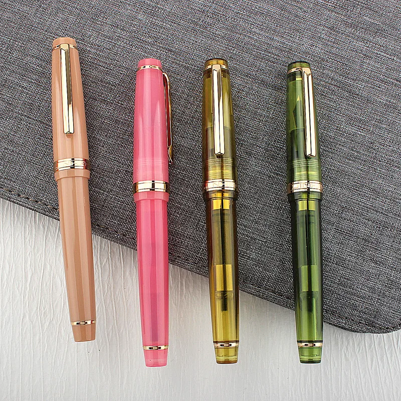 Jinhao 82 Penna Stilografica Trasparente Nine Red Spin Golden Ef F M Nib Business Office School Supplies Penne A Inchiostro