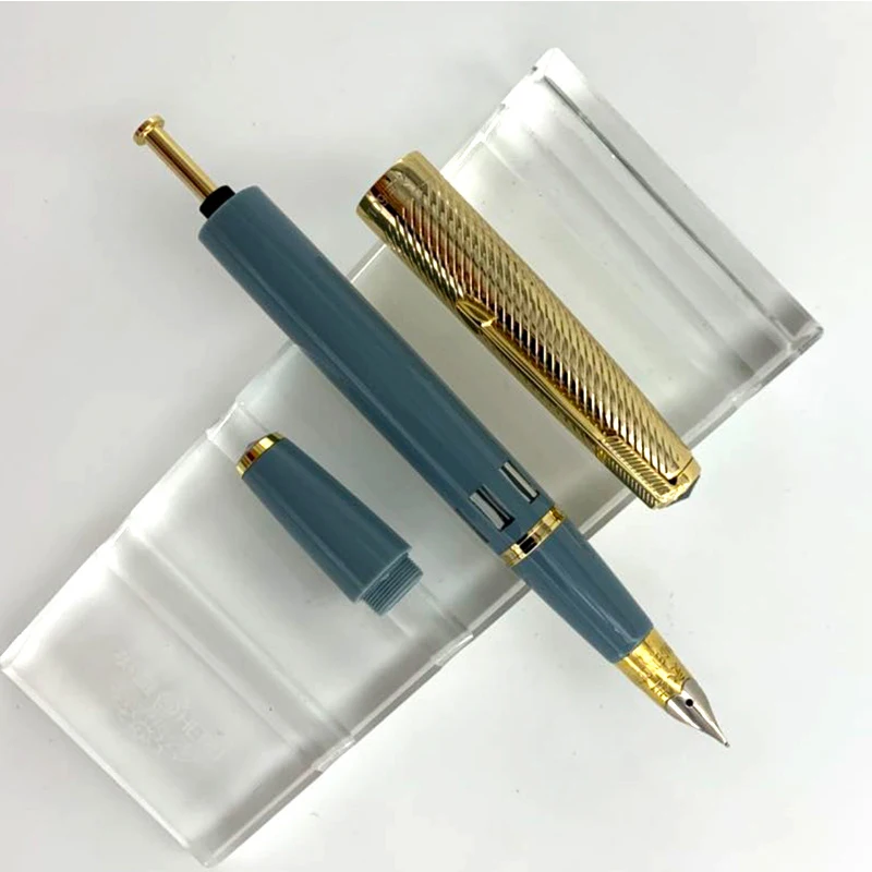 Yong Sheng 601A Penna Stilografica Twill Golden Cap Vacumatic Stilografica F Nib Lake Blue Pennini Fini Forniture Per Ufficio Scolastico Penne Per Reg