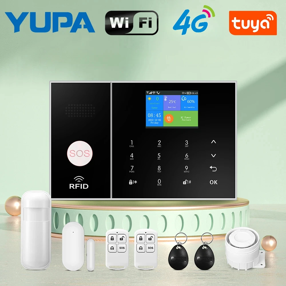 Sistema Di Allarme Di Sicurezza 4G Wireless Smart Home Wif Home Alarm Kit Con Sirena Pir Motion Sensor Support Sms Push App Linkage Aler