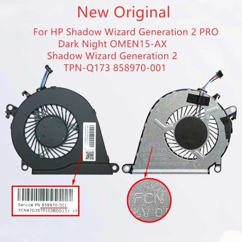 Nuova Ventola Di Raffreddamento Per Laptop Originale Per Hp Shadow Wizard 2 Pro Dark Night Omen 15-Ax 15-Bc Shadow Wizard Gen 2 Tpn-Q173 858970-001