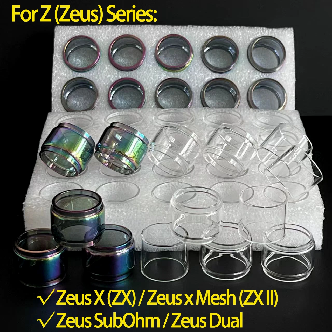 Rainbow Bubble Fat Tubo Di Vetro Di Ricambio Dritto Per Z Zx Ii Zeus X / Zeus Dual / Zeus Sub Ohm /Zeus X Mesh Serbatoio Di Vetro Da 4.5Ml