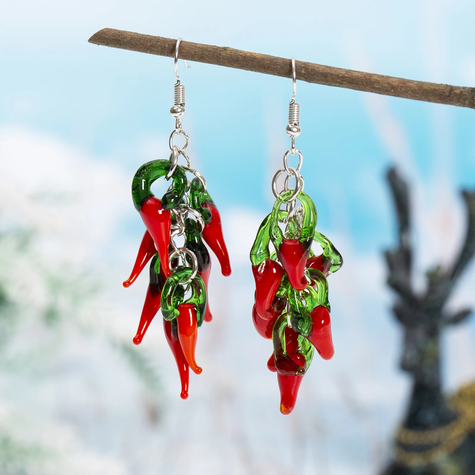 Muslimred Chili Hot Pepper Orecchini Pendenti Divertente Resina Simulazione Cibo Vegetale Ciondola L'Orecchino Hot Capsicum Statement Earrin