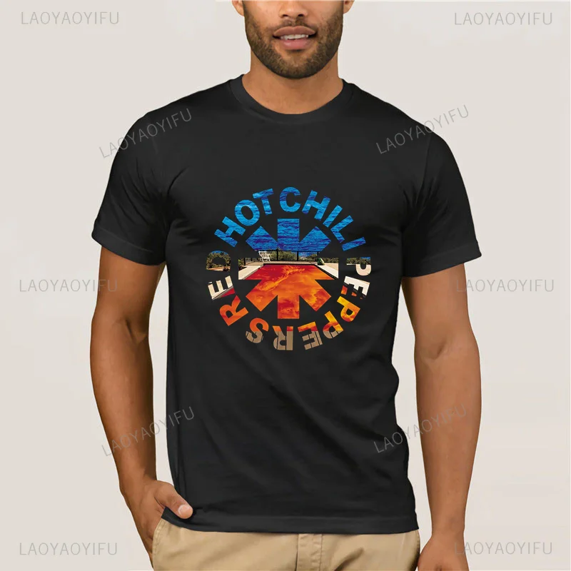 2024 Rhcp Rock Band Red Hot Chili Printing T Shirt Peppers Incredibili T-Shirt In Cotone Per Uomo Retro Lounge Band Red Sea Logo Op Tee