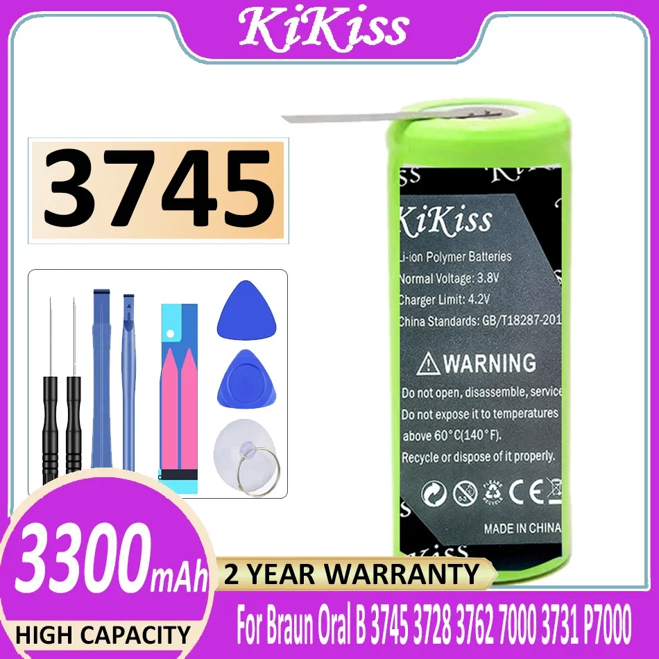 Batteria Kikiss 3300Mah Per Braun Oral B 7000 3731 P7000 D25 D28 3745 3728 3762 Spazzolino Elettrico 1.2V 42Mm X 17Mm