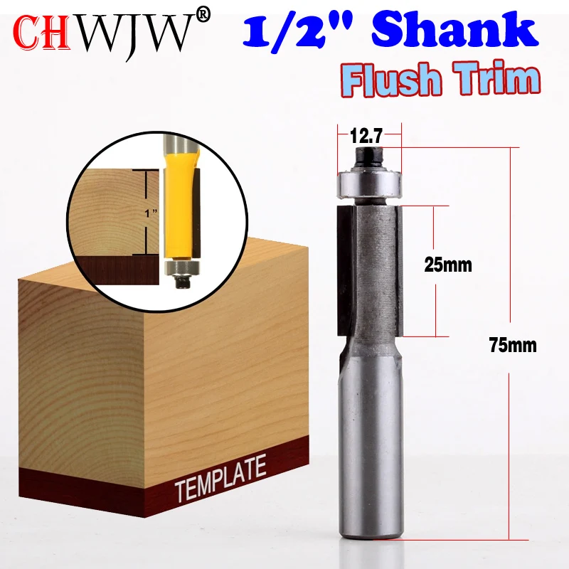 1 Pz 1/2 "Shank Giù-Shear Flush Trim Router Bit Per La Lavorazione Del Legno Utensili Da Taglio