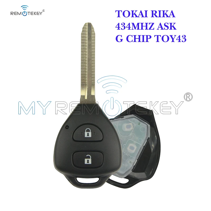 Remtekey Tokai Rika Chiave Remota 2 Pulsanti Toy43 434Mhz Per Chip Toyota Hilux + 434Mhz + G