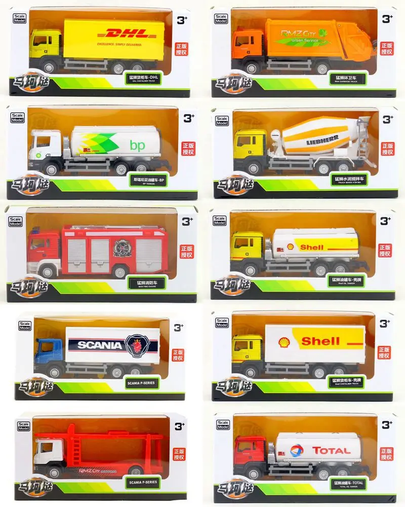 Rmz City 1:64 Diecast Scania Mann Engineering Vehicle Toy Car Model Mixer Fire Engine Container Truck Cleaning Car For Kid Gifts
