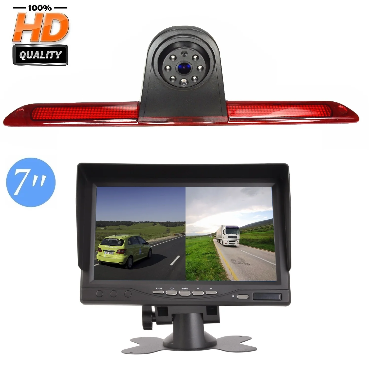 Hd 720P E9 3Rd Brake Light Night Vision Camera + 7''Monitor Per Mercedes-Benz Lwb Sprinter W906 324H 524H/ Crafter Transporter