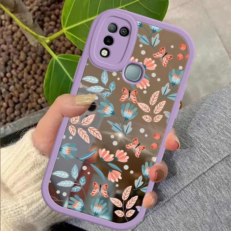 Leaf Fasion Fasion Mirror Surface Per Infinix Hot 9 10 10S Lite 11 Pro Note 7 8 Smart 5 6 Nfc Play Makeup Mirror Coque Cover