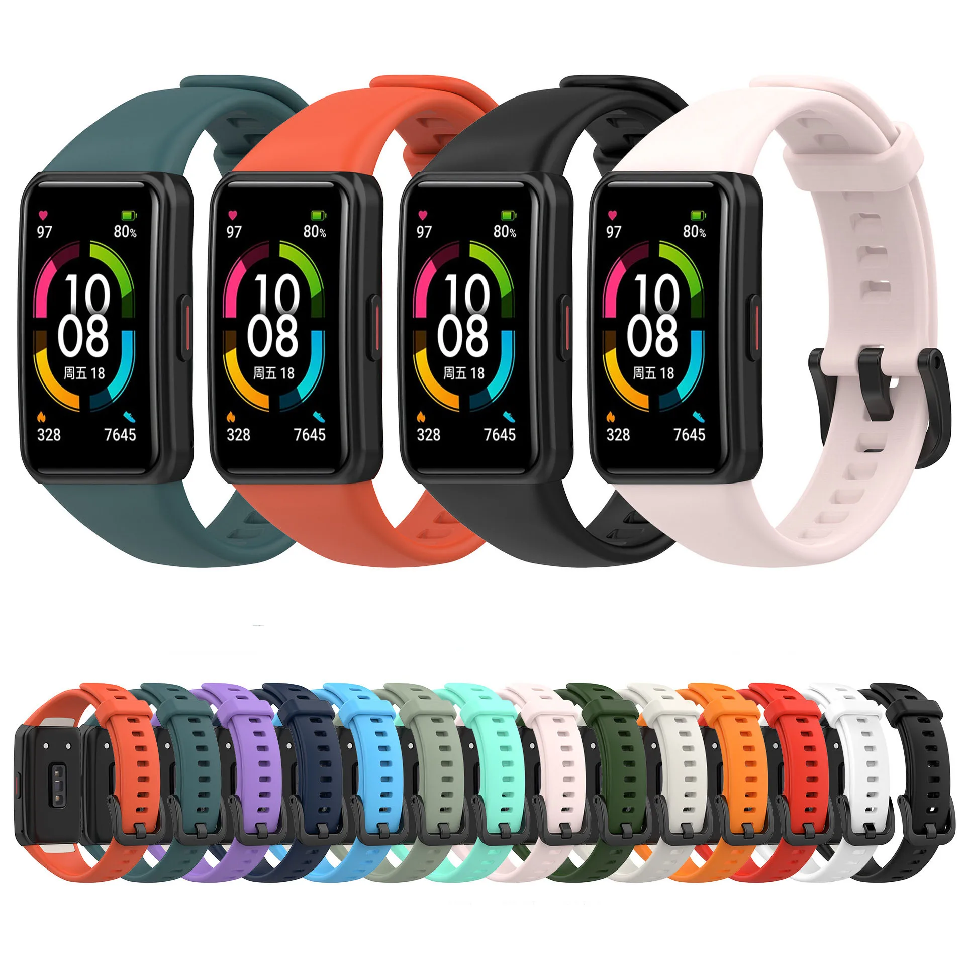 Replacement Strap For Huawei Band 6 Strap Silicone Watch Strap For Honor Band 6 Huawei Band 6 Pro Strap With Protector Case